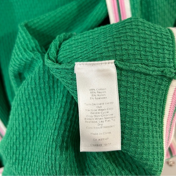 Talbots Green Pearl Button Down Cardigan Sweater Pink White Trim Size XS - Picture 7 of 8